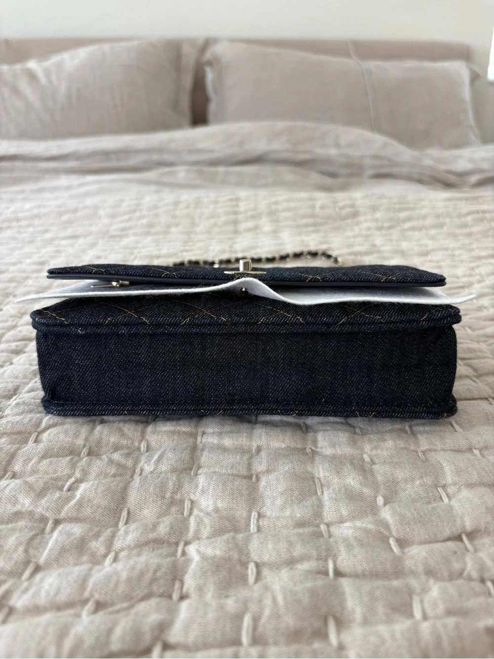 CHANEL 2026 Quilted Denim WOC in Dark Blue with Light Gols CC